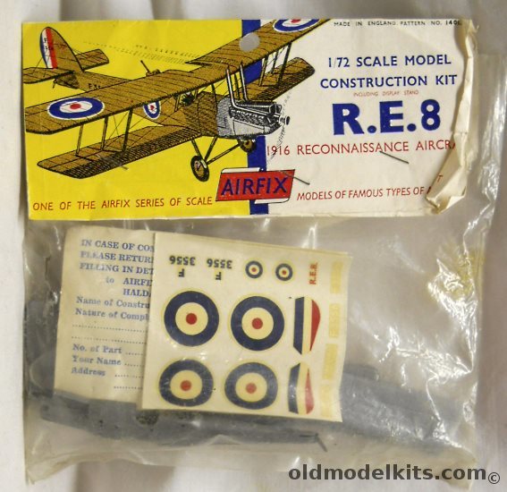 Airfix 1/72 RE-8 Recaonnaissance Aircraft 1916 - T2 Bagged, 1401 plastic model kit